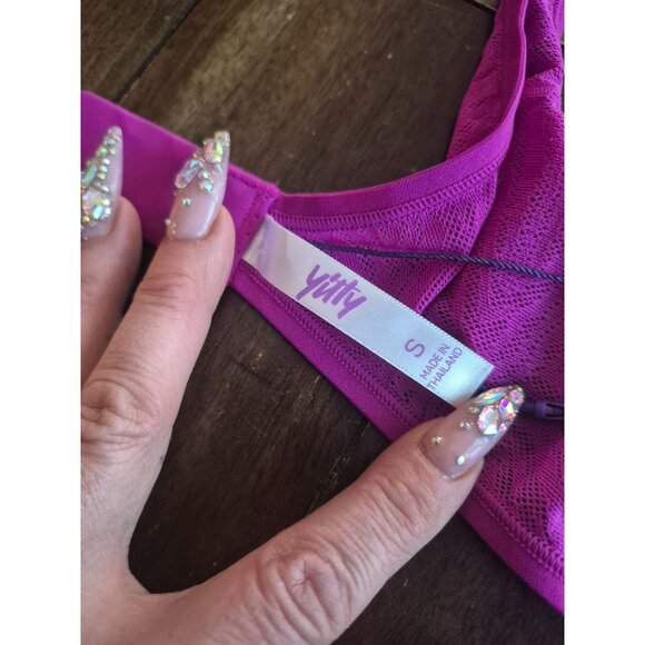 Yitty Hot Mesh Plunge Bralette S In Viva Magenta - Picture 3 of 6